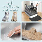 XXXL Extra Large Stainless Steel Litter Box with Lid, 28" L x 20.5" W x 17" H Covered Stainless Steel Litter Box, Suitable for Large Cats and Multiple Cats, Non-Sticky, Anti-Leakage, Easy to Clean