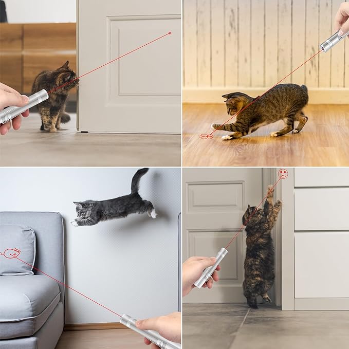 TBTeek Cat Toys, Rechargeable, 3 Light Modes & 5 Fun Patterns, Portable Interactive Kitten Pet Dog Cat Mouse Toy for Fun Chase Play Exercise