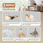 ROSAUI Cat Teaser Wand Toys, Interactive Bird Toy for Indoor Kittens, 53.15’’ Long Cat Fishing Pole Toys, 2X Wires and 5X Natural Refills, Sustainable Wooden Handles, Exercising, Playing