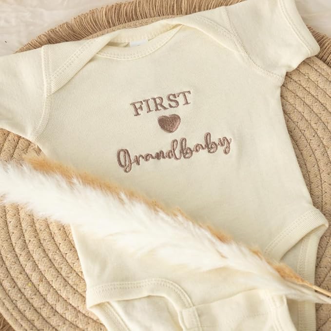 COUPLEHOODIES Personalized Baby Onesie Bodysuit – Custom Embroidery Gift for Pregnancy Reveal Baby Shower or First Grandchild