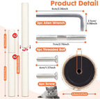 PowerKing Natural Sisal Replacement Scratching Post, 4 Pieces M8 Cat Scratch Post Refill Pole Parts for Refurbishment, White, Include Screws,15.74''+15.74''+7.87''+7.87''