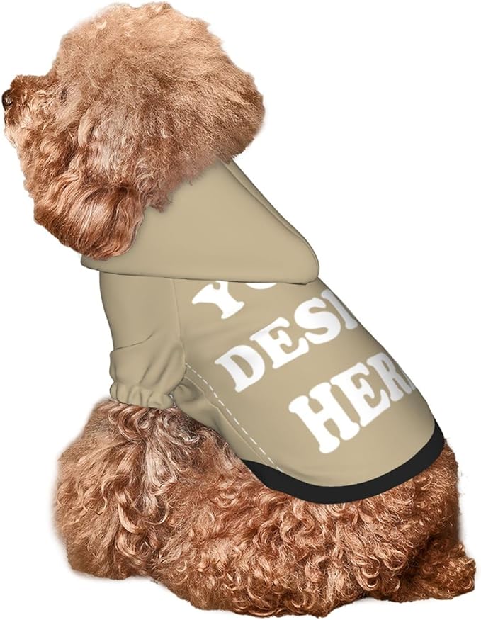 Dog Clothes, Custom Dog Hooded Sweatshirt, Personalized Pet Costume Robe Shirt with Text/Image/Club Name/Pet Shop Logo for Small Medium Large Dogs and Cats, Khaki, XXS