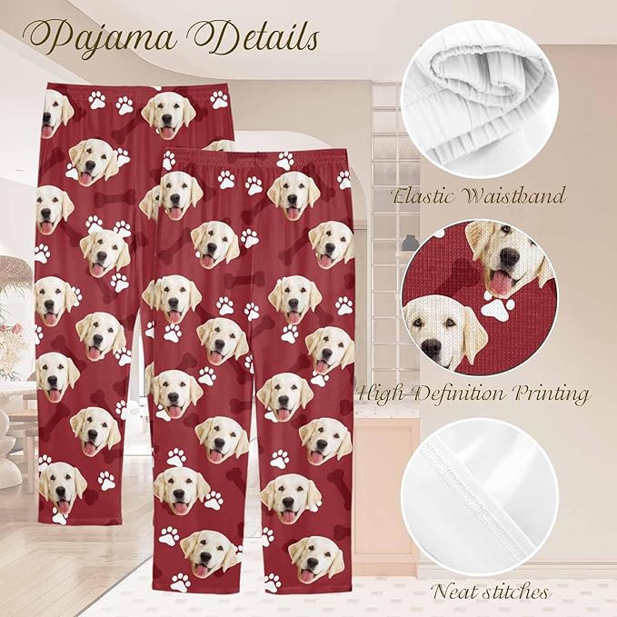 Custom Couple Pajama Pants Sock with Funny Face, Personalized PJ Anniversary Birthday Women Men Pants