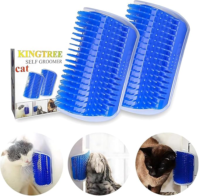 Kingtree Cat Corner Scratcher Self Groomer with Catnip, 2 Pack Softer Cat Face Scratchers Wall Corner Grooming Massage Combs for Long & Short Fur Cats