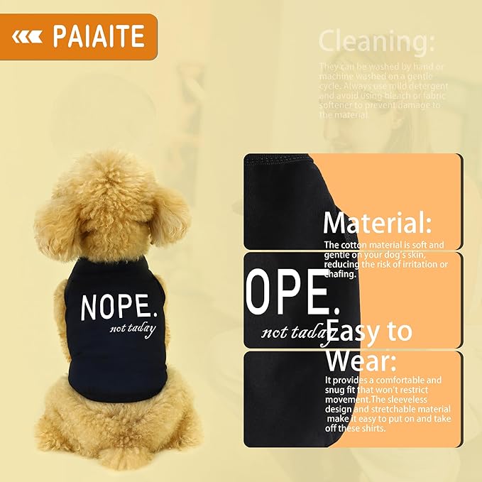 Discover Cozy Cotton Canine Wear: Soft, Lightweight, and Breathable Dog Shirt Vest with Eye-Catching Graphics(Nope not Today), Keeping Your Furry Friend Warm and Comfy! Black XXS