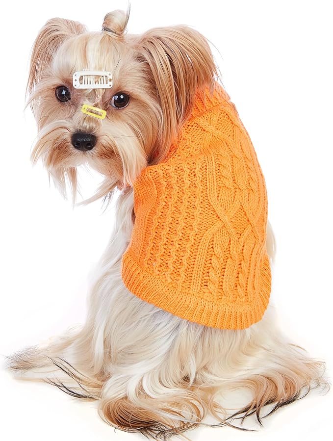 Stretchy Cat Sweater - 17 Colors & 6 Sizes | Snug Winter-Ready Knit for Boy/Girl Cats & Kittens(Orange, X-Small)