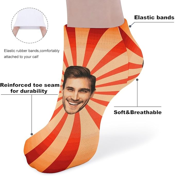 Personalized Ankle Socks with Face Custom Photo Socks Low Cut Ankle Socks Athletic Socks Valentine's Day Gifts for Women Men