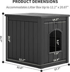 Cat Litter Box Enclosure, Plastic Hidden Litter Box Side Table with Openable Front Door, Waterproof & Weatherproof Cat Box Enclosure Cabinet for Indoor & Outdoor Use (Black)