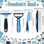 Patelai 4 Pieces Dematting Comb for Dogs Pets Grooming Tools for Dogs and Cats - Fine Tooth Comb, Deshedding Tool & Double-sided Tools Set Ideal for Long/short Hair, Knot Removal