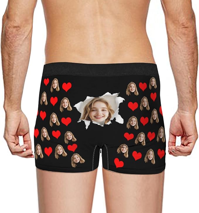 Personalized Underwear for Men with Face Custom Face Boxers Customized Boxer Briefs Funny Gifts for Him Husband Boyfriend