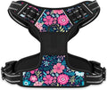 Rnivvi No Pull Dog Harness, Cute Flower Reflective X-Large Sized Puppy Harness, Adjustable Soft Padded Vest for Large Dogs, Heavy Duty Pet Vest with Easy Control Handle for Walking Training, Elegant