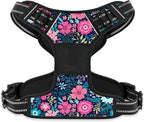 Rnivvi No Pull Dog Harness, Cute Flower Reflective X-Large Sized Puppy Harness, Adjustable Soft Padded Vest for Large Dogs, Heavy Duty Pet Vest with Easy Control Handle for Walking Training, Elegant