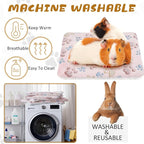 Tuanse 4 Pack Ultra Soft Dog Cat Bed Mat Small Animal Guinea Pig Bed with Cute Print Reversible Fleece Dog Crate Kennel Pad Cozy Washable Thickened Hamster Pet Beds Mat(13 x 10 Inches,Light Brown)