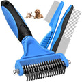 3PCS Pet Grooming Rake & Metal Comb & Flea Comb for Cats and Dogs, Double-Sided Dematting Tool, Extra-Wide Deshedding Dog Brush for Long Hair to Effectively Remove Tangles, Knots and Mats (Blue)