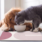 Dog Food Mats for Floors Waterproof, Cat Water Bowl Mats Pet Feeding Absorbent Mat Placemats for Food and Water Pink Bohemia 17 * 30 inch