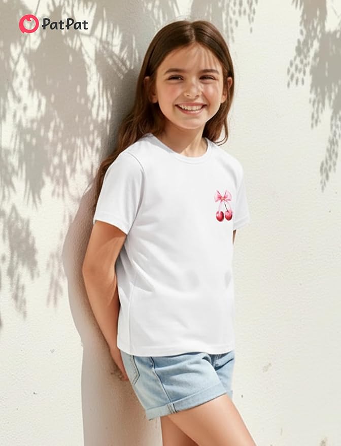 PATPAT Girls Crewneck Short Sleeve Graphic Tees Animal Print Shirts Cute Summer Outfits 5-12 Years