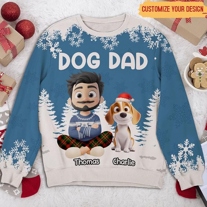 Wrappiness A Girl And Her Dog Christmas Sweatshirt - Cozy Unisex Fit Custom Shirt - Cute for Women Pet Lovers