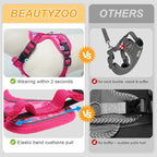 BEAUTYZOO Escape Proof Cat Harness and Leash for Walking, Soft Adjustable Cute Vest for Small to Large Cats, Reflective Breathable Easy-Control Outdoor Jacket, Kitten Harness and Leash Set, Rose, M