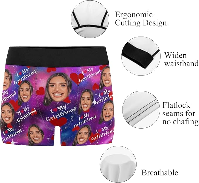 M YESCUSTOM Custom Faces Funny Short Briefs Gift for Husband Underwear