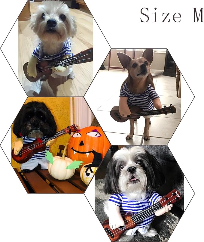 NACOCO Pet Guitar Costume Dog Costumes Cat Halloween Christmas Cosplay Party Funny Outfit Clothes (M)