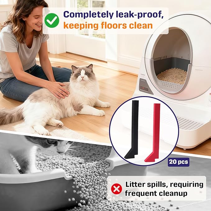 20 Packs Foams Compatible with Els Pet Litter Box, Precise Cut Seal Cat Litter Self Cleaning Replacement Part to Prevent Litter Spillage, Red & Black