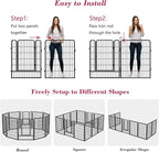 Dog Playpen 40 inch Dog Fence for Outdoor Indoor Use Heavy Duty Metal Dog Pen for Large Dogs, Rustproof Pet Playpen Portable Pet Fence Outdoor for Yard, RV Camping, Customizable, 24 Panels