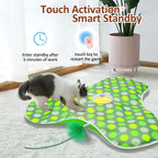 Interactive Cat Toy, Automatic Cat Toys for Indoor Cats, Hide and Seek Cat Toy with Motion Activated, Moving Feather, Chirping, USB Rechargeable