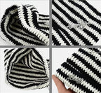 Y2k Beanies Crochet Knitted Cat Hats Goth Cross Devil Hat Striped Alt Emo Accessories Grunge Y2k Aesthetic Clothes