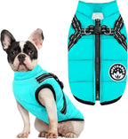 PETCARE Winter Dog Coat with Harness Built in Waterproof Dog Jackets Warm Pet Fleece Vest Windproof Snow Jacket Snowsuit Reflective Dogs Cold Weather Coats for Puppy Small Medium Large Dogs Cats