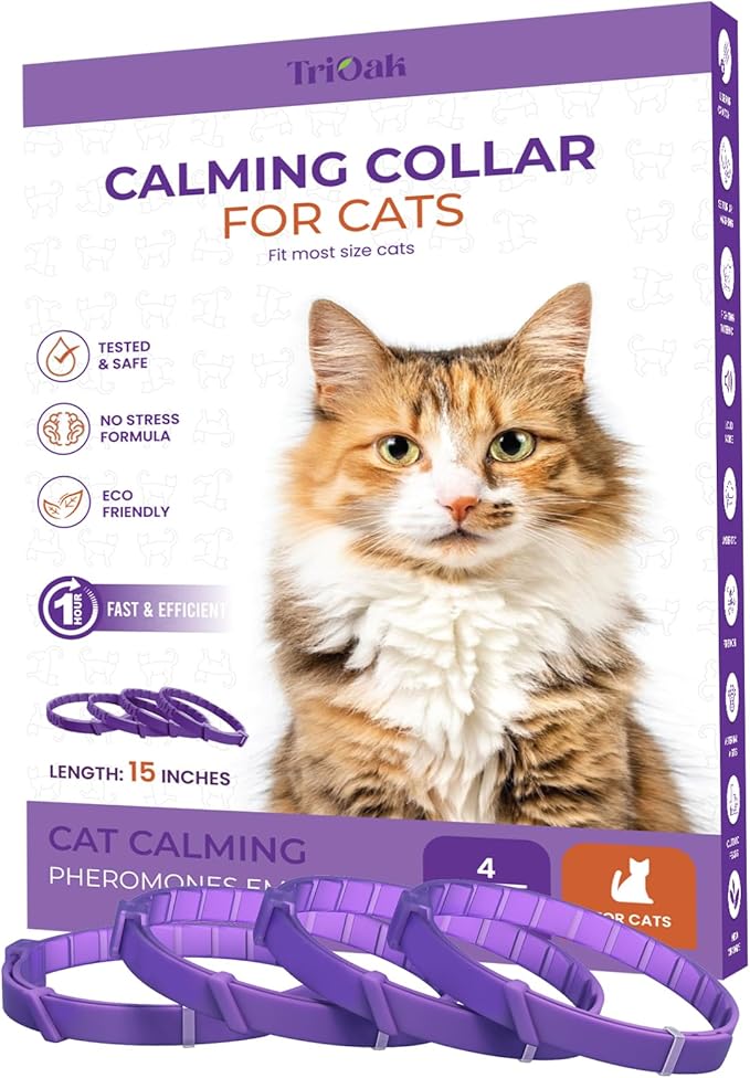 4 Pack Calming Collars for Cats: Pheromone Cat Calming Collars for Cats, Helps Promote Relaxation and Comfort