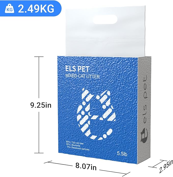 ELS PET Clumping Cat Litters 2 Packs, Strong 3 in 1 Mixed Cat Litter, Unscented Ultra Absorbent and Fast Drying Cat Litter, Flushable Odor Eliminating