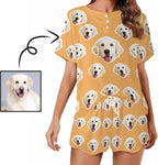 Custom Short Pajamas Set with Face Photo Women‘s Sleepwear Tee Personalized PJ Short Loungewear Set fot Her
