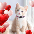 8 Pcs St. Patrick's Day Adjustable Cat Collar Easter Cat Collar with Bell Plastic Buckle Valentines Holiday Puppy Gift for Pet Kitten Puppy(Heart)