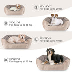 JOEJOY Rectangle Dog Bed for Large Medium Small Dogs Machine Washable Sleeping Dog Sofa Bed Non-Slip Bottom Breathable Soft Puppy Bed Durable Orthopedic Calming Pet Cuddler, Multiple Size, Beige