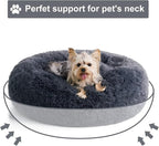 WNPETHOME Donut Dog Beds Large Sized Dog,Anti-Anxiety Caming Large Pet Bed,Fluffy Faux Fur Plush Puppy Bed，Warming Cozy Soft Round Bed for Pet, Cat Cuddler Cushion