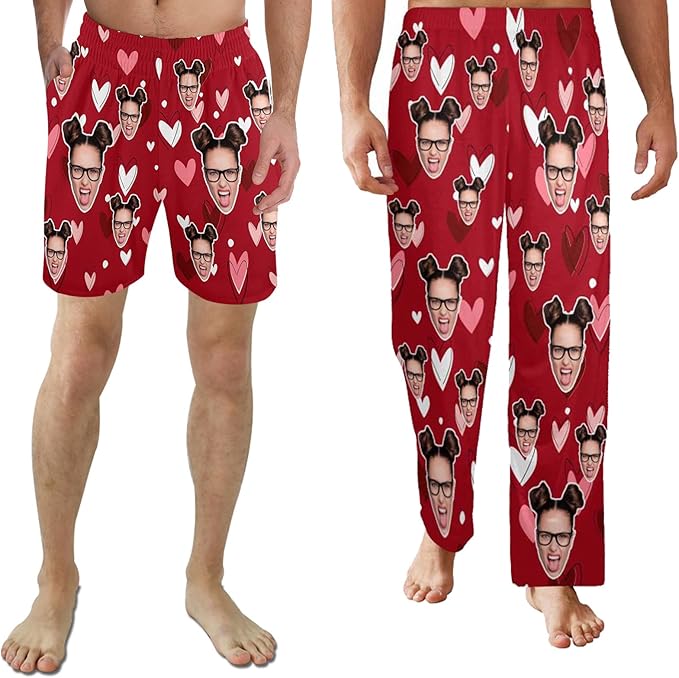 Custom Pajama Pants for Men, Personalized PJ Pants with Photos, Custom Mens Pajama Shorts, Gifts for Dad Husband