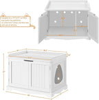 Yaheetech Cat Litter Box Enclosure, Hidden Litter Furniture, Cat Washroom, Pet Crate, Decorative Storage Bench Pet Side Table for Large Cat Kitty, White