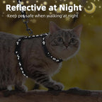 PUPTECK Adjustable Cat Harness and Leash Set Escape Proof Kitten Strap Collar for Walking Travel, Moon&Star, M