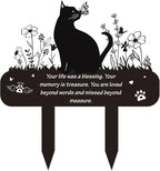 Pet Cat Memorial Grave Markers - Rngmsi Flowers Butterfly Cat Metal Garden Stakes Grave Decorations for Cemetery Pussy Memorial Stones Plaques for Outdoors