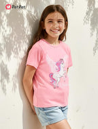 PATPAT Girls Crewneck Short Sleeve Graphic Tees Animal Print Shirts Cute Summer Outfits 5-12 Years