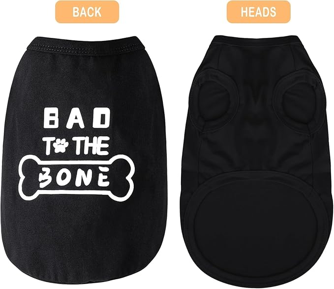 Discover Cozy Cotton Canine Wear: Soft, Lightweight, and Breathable Dog Shirt Vest with Eye-Catching Graphics(Bad to The Bone), Keeping Your Furry Friend Warm and Comfy! Grey L
