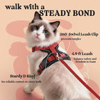 rabbitgoo Cat Harness and Leash for Walking, Escape Proof Soft Adjustable Vest Harnesses for Cats, Easy Control Breathable Reflective Strips Jacket, Black & Red, S
