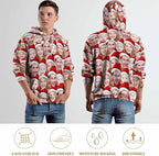 Artsadd Custom Face Unisex athletic Pockets Sweatshirt Loose Hoodie Custom Christmas Long Sleeve Sweatshirt Hooded Pullover
