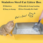 LIHONG Stainless Steel Cat Litter Box,Extra Large Metal Litter Box for Big Cats Kitty Rabbits,No Smell,Non Stick,Easy to Clean(24" Lx16 Wx6 H,XL)
