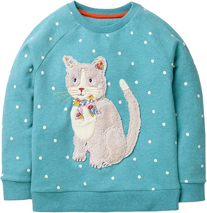 RETSUGO Toddler Baby Girls Sweatshirts Casual Pullover Crewneck Winter Long Sleeve Tops Shirts Clothes 3T-8T