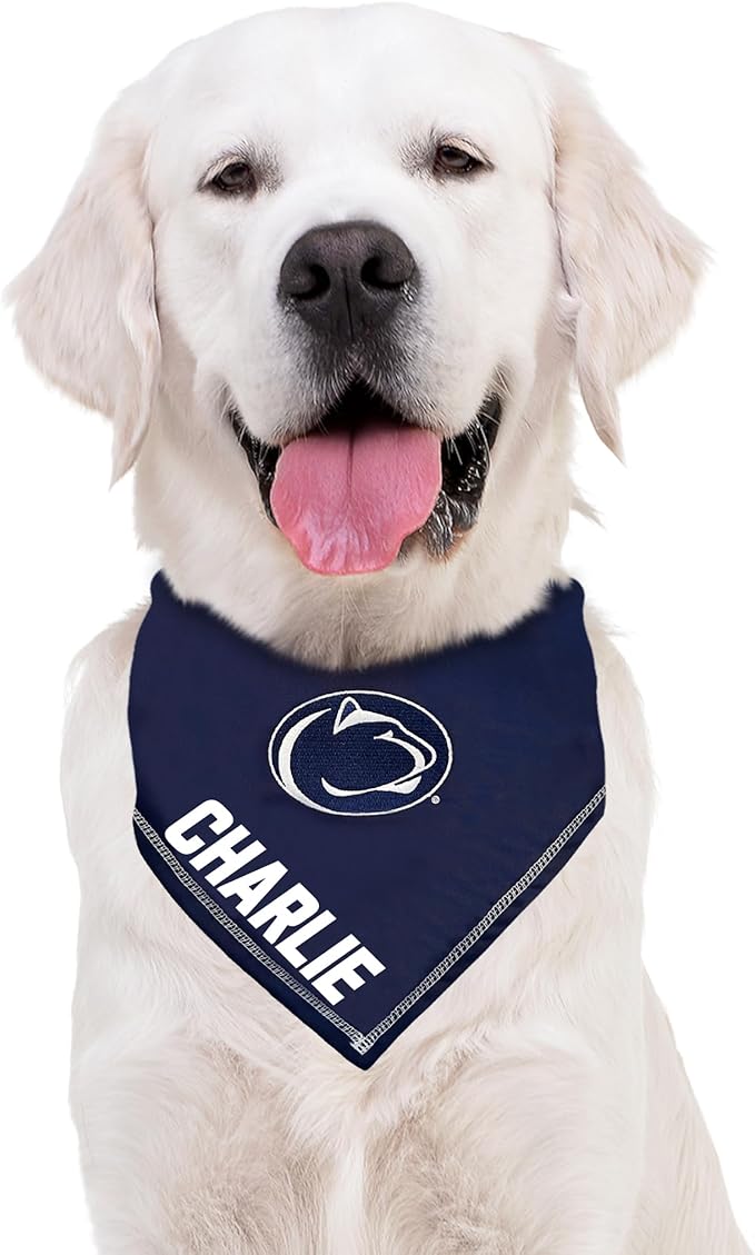 Pets First NCAA Penn State Nittany Lions Personalized Tie Around Bandana for Dogs & Cats, Size Large/X-Large. Custom Dog Bandana Scarf Bib for Cat Dog. Ultimate Game-Day & Party Customizable Bandana
