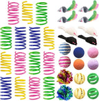 AGYM Cat Toys for Indoor Cats, 35 Packs Interactive Cat Toys Set with Colorful Springs, Mouse Cat Toy, Crinkle, Sisal, Pompom and Color Bell Balls for Kittens