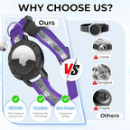Breakaway AirTag Cat Collar, Reflective Cat Tracker Collar with Air Tag Holder and Bell, Safety Elastic Band Cat GPS Collars for Girl Boy Cats, Kittens and Puppies (Purple, 8-13'')