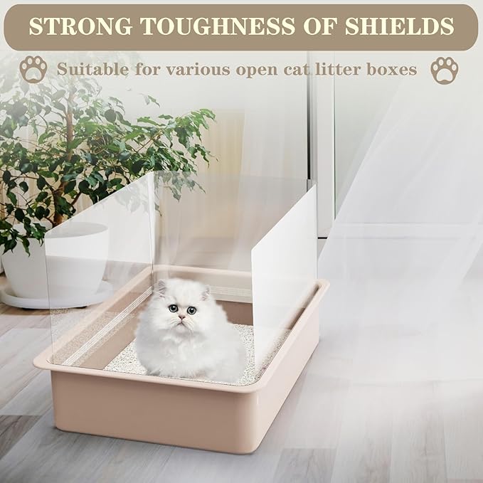 3Pcs Cat Litter Box Pee Shields - Open Top Litter Box Splash Guard Privacy Screen Transparent Easy Clean 14.5 * 11.5in-Box Not Included (3)