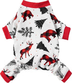 Fitwarm Reindeer Dog Christmas Pajamas, Winter Doggy Clothes for Small Dogs Boy Girl, Fleece Dog Onesie with Feet, Holiday Pet Outfit, Black, White, Red, Small